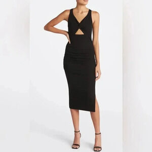 open lace back dress Michael Stars Christina Ribbed Midi Dress Black** main image 1